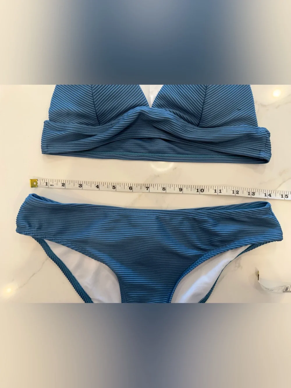 Cupshe Teal Ribbed Triangle Bikini Set